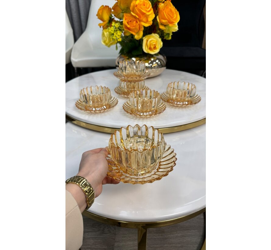 LOTUS SCHALENSET GOUD 12 DELIG  | 6 PERSOONS