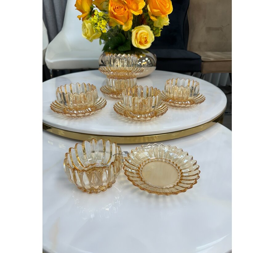 LOTUS SCHALENSET GOUD 12 DELIG  | 6 PERSOONS