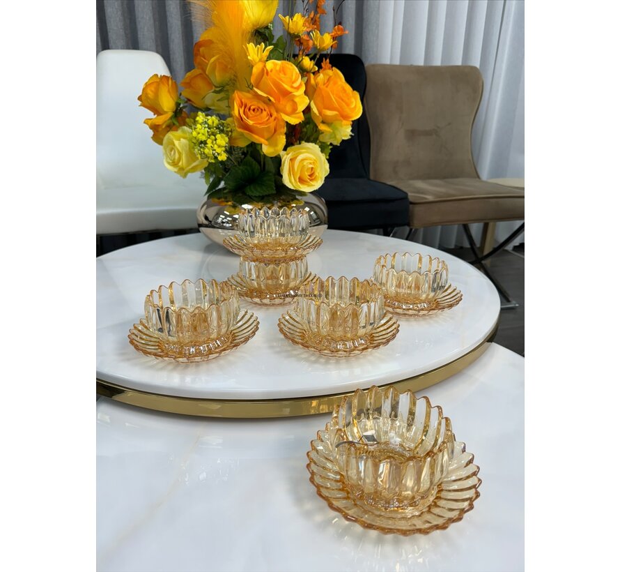 LOTUS SCHALENSET GOUD 12 DELIG  | 6 PERSOONS