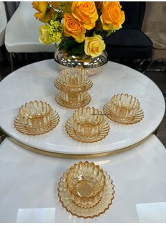LOTUS SCHALENSET GOUD 12 DELIG  | 6 PERSOONS