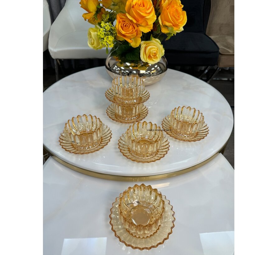 LOTUS SCHALENSET GOUD 12 DELIG  | 6 PERSOONS