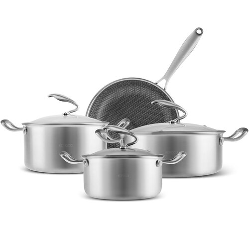 KARACA Karaca PowerSteel 316+ 3Ply Steel Conical 7 Piece Honeycomb Steel Cookware Set