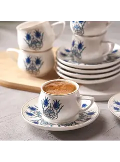 KARACA Karaca İznik New Form Coffee Cup Set for 6 Person 100 ml