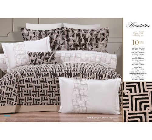 Bella home Anastasia Tagesdecken-Set 10-teilig Black - Cappuccino