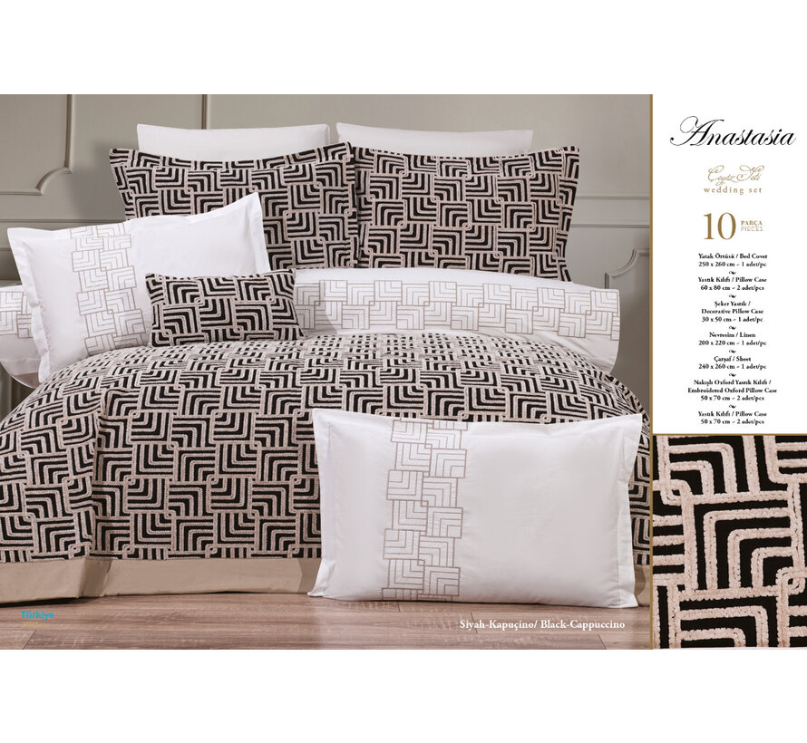 Bella home Anastasia Tagesdecken-Set 10-teilig Black - Cappuccino