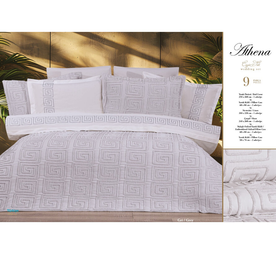 Bella home Athena Tagesdecken-Set 9-teilig Grau