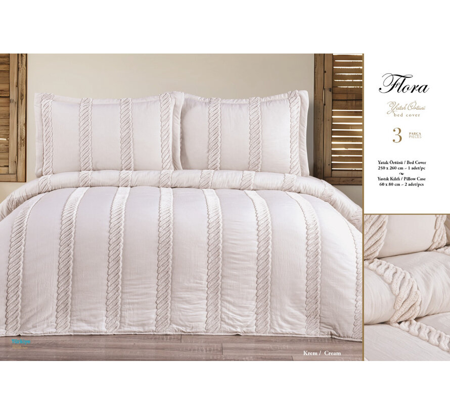 Bella home Flora Tagesdecken-Set 3-teilig Cream