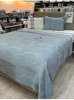 KARACA HOME Karaca Home Blanche Bettdecken-Set für zwei Personen mit Waffelmuster in Blau