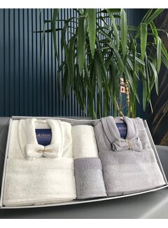 Bella Home Jakarli Otantik Bademantelset Grau-Weiß 10 Stück