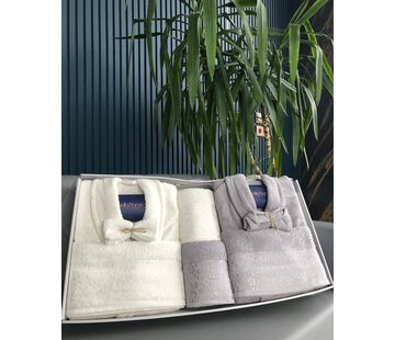 Bella Home Jakarli Otantik Bademantelset Grau-Weiß 10 Stück