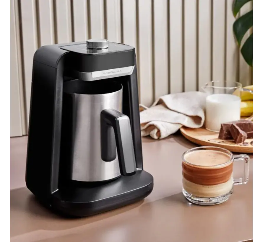 OKKA rich Spin pro Turkish coffee maker Black-Chrome