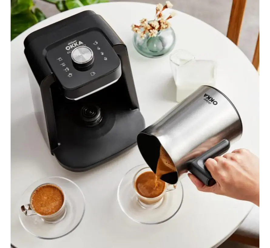 OKKA rich Spin pro Turkish coffee maker Black-Chrome