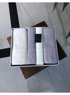 Bella Home Ripple 4 Parca Hamam Havlu Seti Ekru / Gri