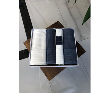 Bella Home Ribble Handdoekenset 4 Delig Cream / Antraciet Blauw
