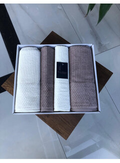 Bella Home Ribble Towel Set 4 Piece Cream / Brown