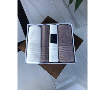Bella Home Ribble Handdoekenset 4 Delig Cream / Bruin