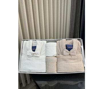 Bella Home Jakarli Otantik Bademantelset Braun-Weiß 10 Stück