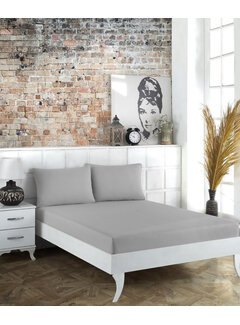 Bella home ensemble de draps housse en coton ranforce gris