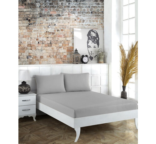 Bella home ensemble de draps housse en coton ranforce gris