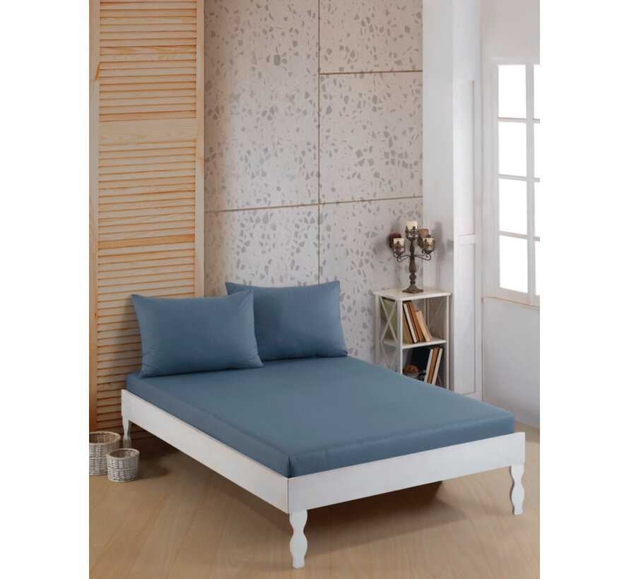 Bella home Ranforce Spannbettlaken-Set aus Baumwolle dunkelgrau