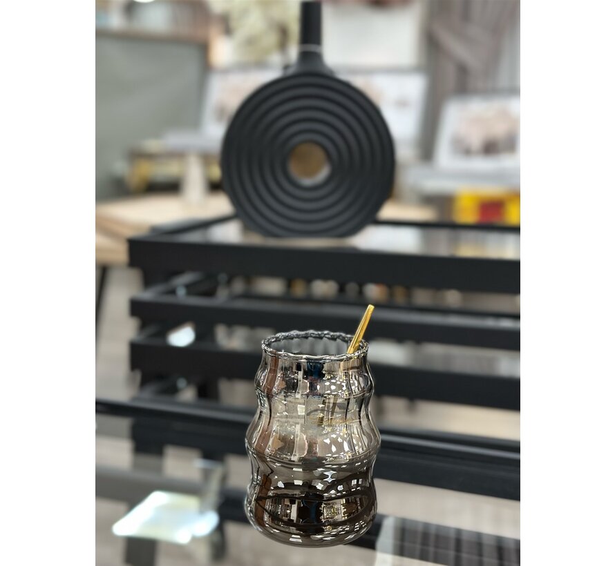 Ribbed Line 2 delige Borosilikatglas 500 ml Black