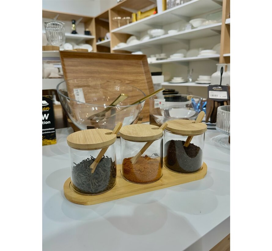 bocaux de rangement 3 pièces avec cuillère
