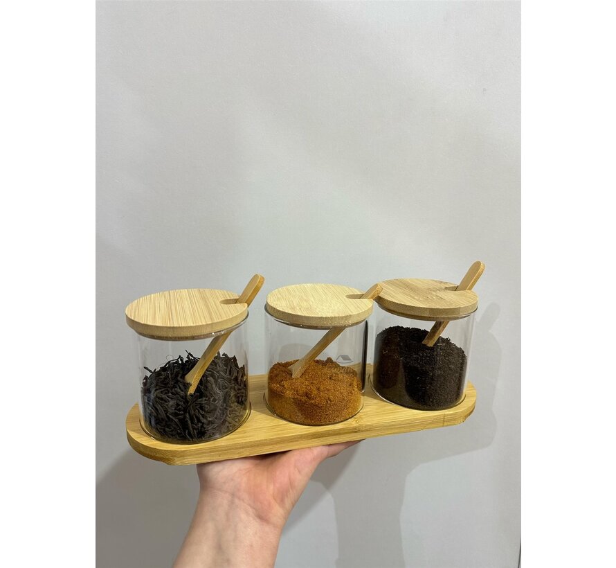 bocaux de rangement 3 pièces avec cuillère