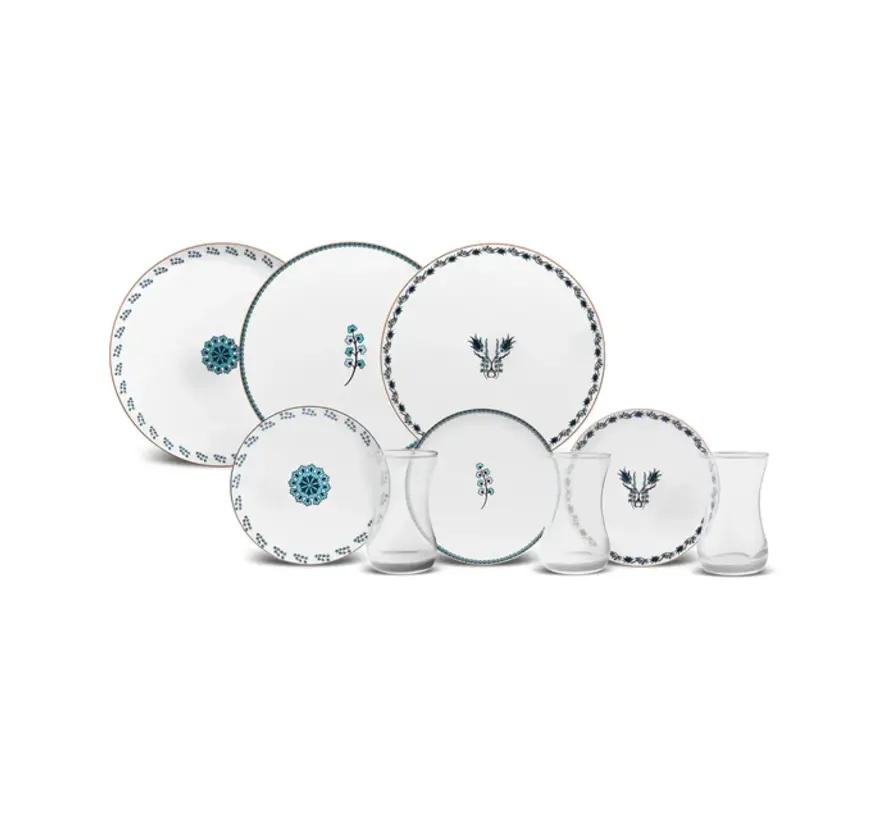 Karaca İznik Dessert-Set für 6 Personen, 18 teilig