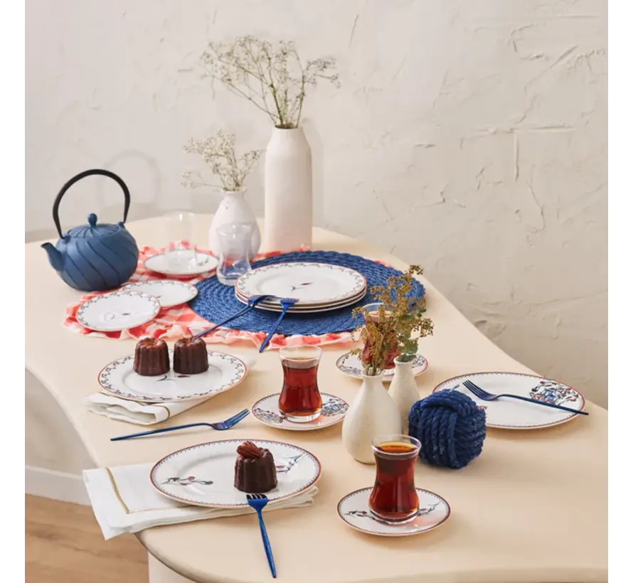 Karaca Nakkaş Dessert Set for 6 Person,18 Piece -