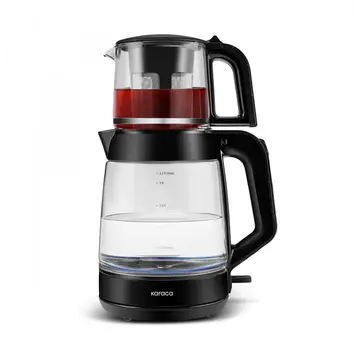 KARACA Karaca Glass Tea XL 2-in-1 Glazen Theemaker Shiny Black