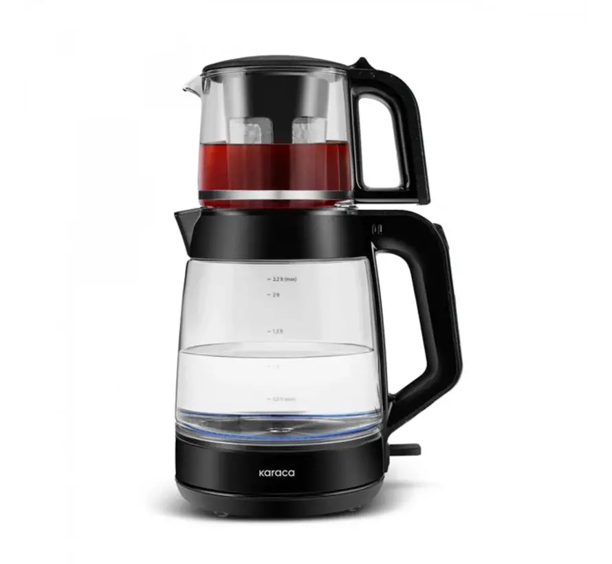 Karaca Glass Tea XL 2-in-1 Glass Tea Maker Shiny Black