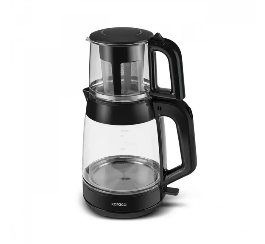 Karaca Glass Tea XL 2-in-1 Glass Tea Maker Shiny Black