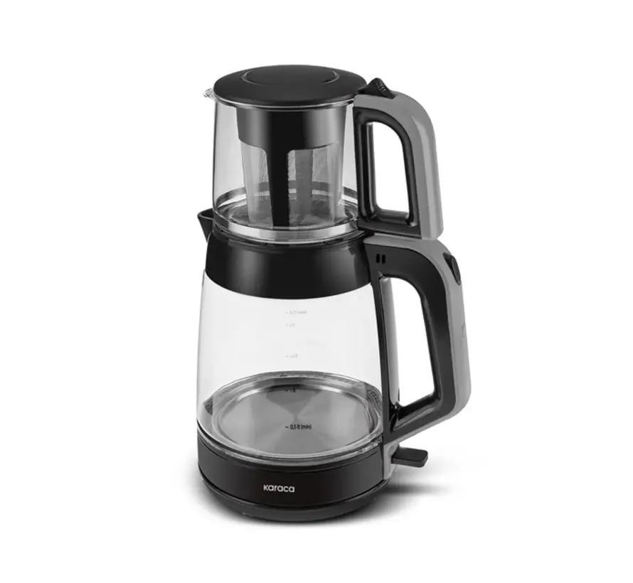 Karaca Glass Tea XL 2 in 1 Cam Çay Makinesi Shiny Grey