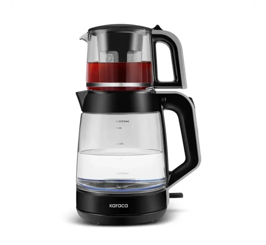 Karaca Glass Tea XL 2-in-1 Glass Tea Maker Shiny Grey