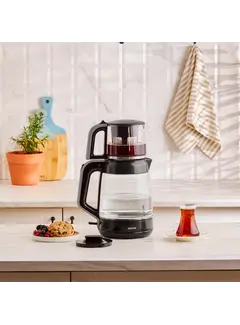KARACA Karaca Glass Tea XL 2-in-1 Glazen Theemaker Shiny Grey