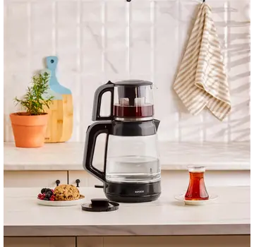 KARACA Karaca Glass Tea XL 2-in-1 Glass Tea Maker Shiny Grey