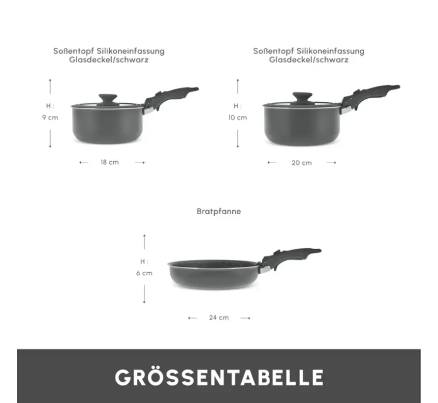Karaca Comfort Ensemble de Casseroles 6 Pièces avec Poignées Amovibles