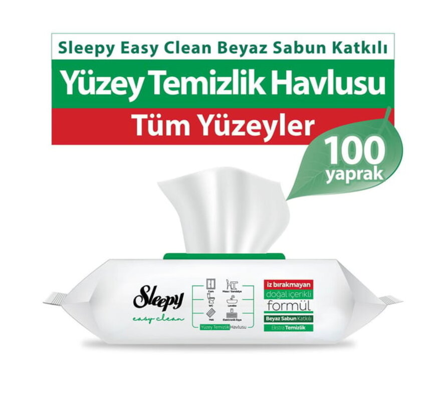 paquet de 3 Sleepy nettoyantes endormies avec lingettes nettoyantes au savon blanc (vert )