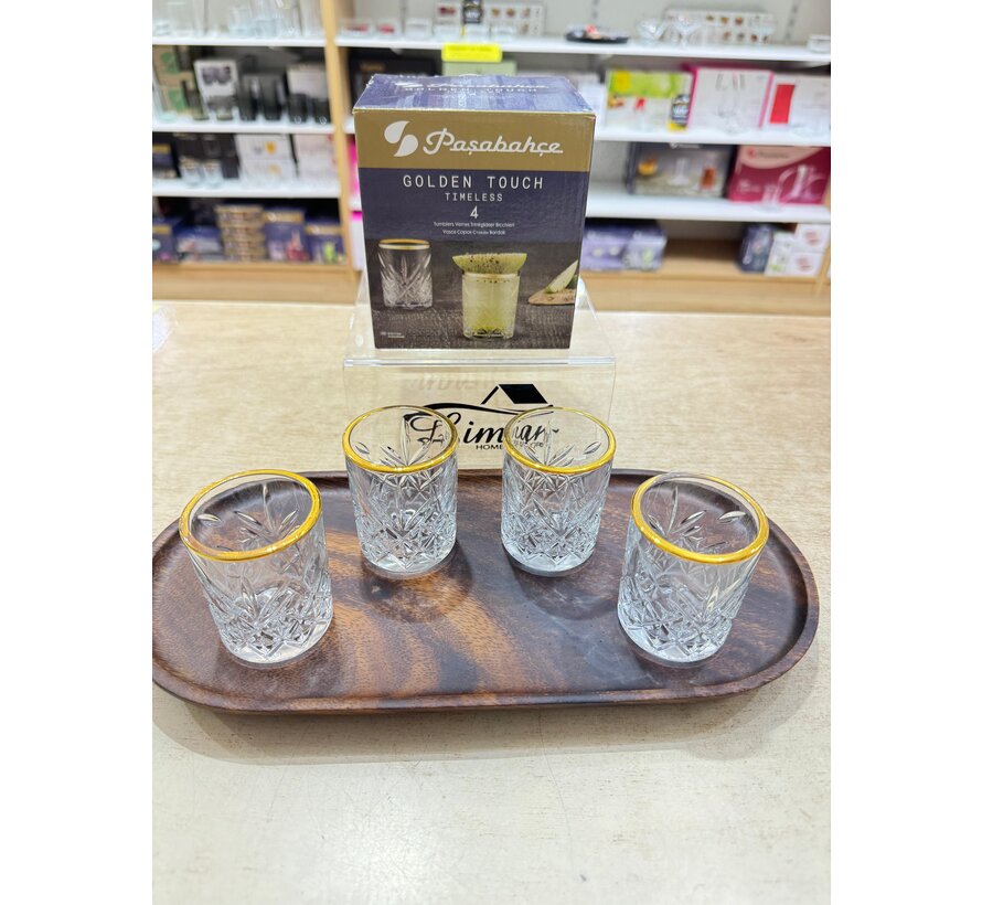 Pasabahce Timeless  Borrelglazen Gold 4 Delig