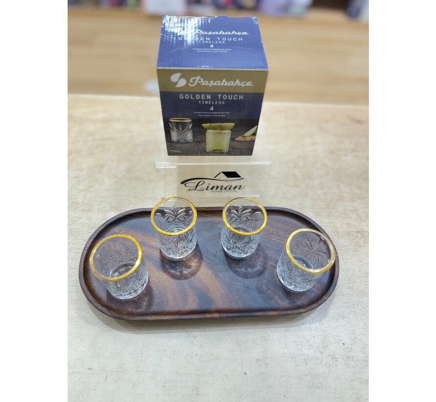 Pasabahce Timeless  Borrelglazen Gold 4 Delig