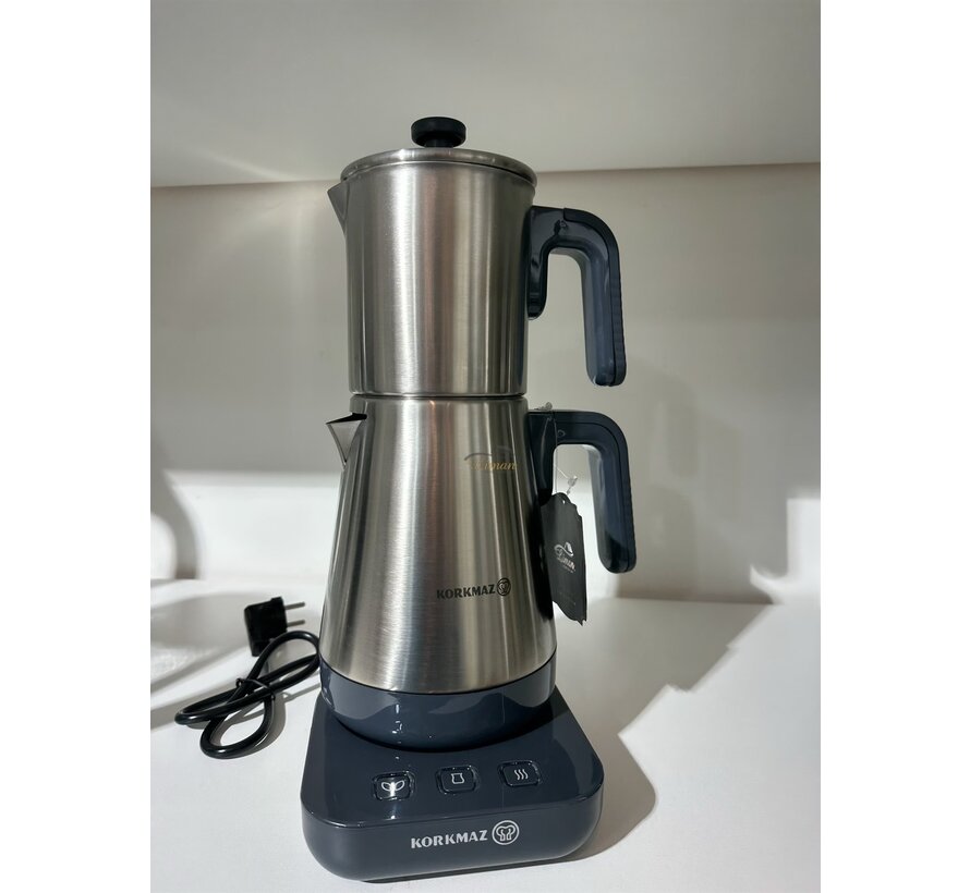 Korkmaz Moderna Elektrikli Çaydanlık Gri/Satin