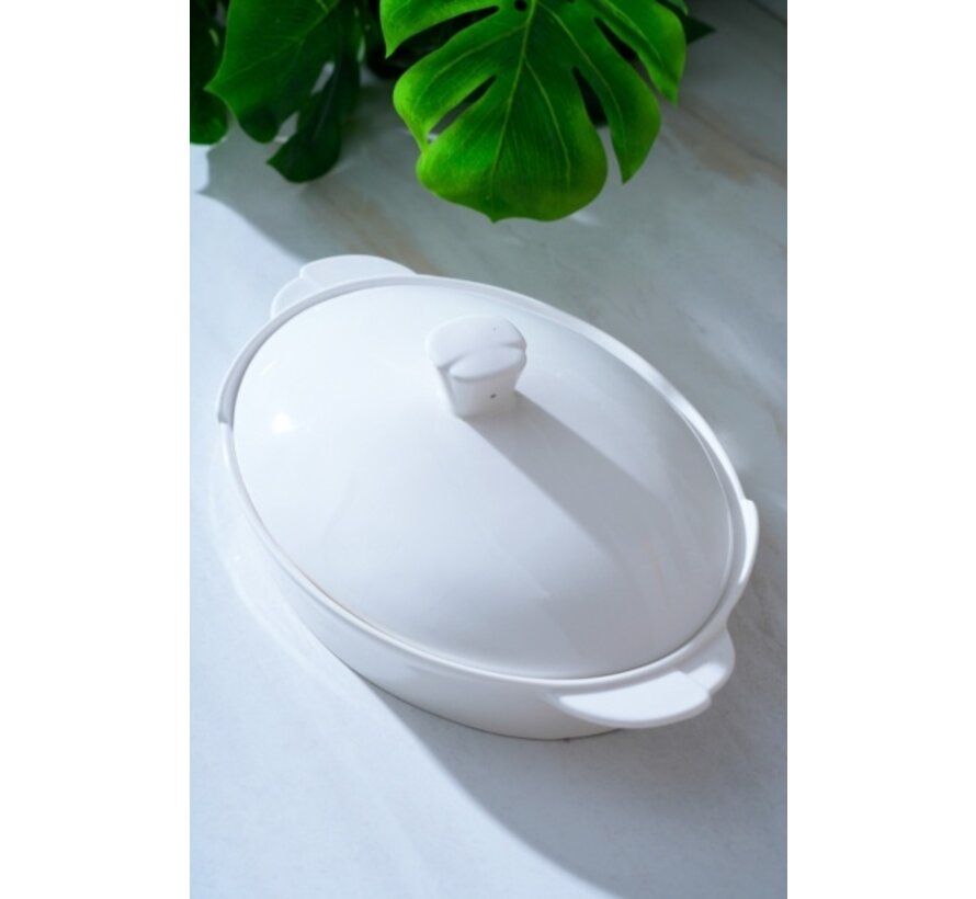 ACR pure Carmen oval baking dish with lid