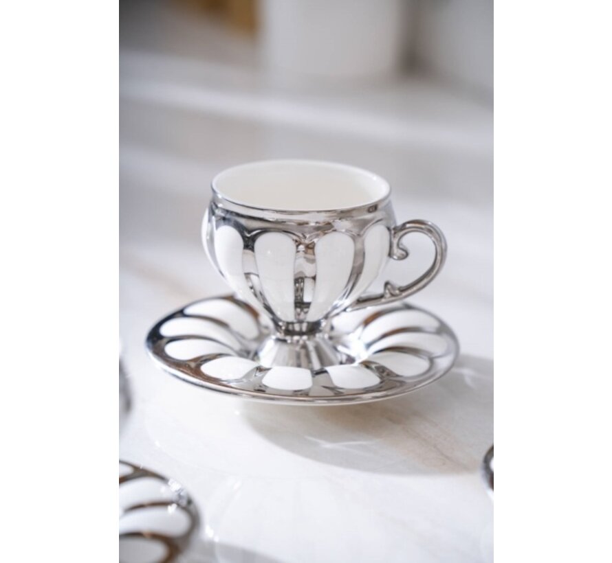 ACR Karıus Kaffeetasse Set für 6 Personen Silber