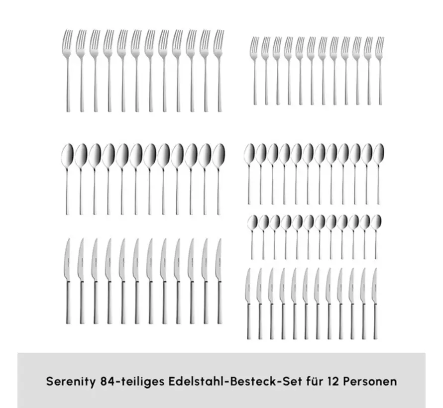 Karaca Serenity Elegance 12-Personen 84-Teiliges Besteckset