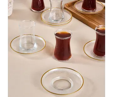 KARACA KARACA JULIET GOLD RİMLİ 12 PARÇA 6 KİŞİLİK ÇAY SETİ