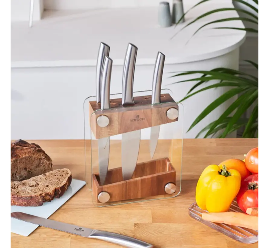 Karaca Venüs Set de 6 Couteaux en Bloc de Verre