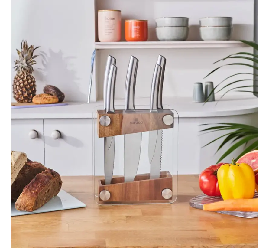 Karaca Venüs Set de 6 Couteaux en Bloc de Verre