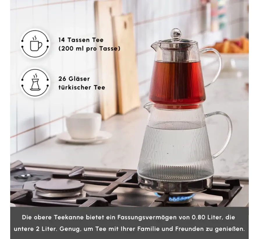 Karaca Keops XL Glazen Theepot
