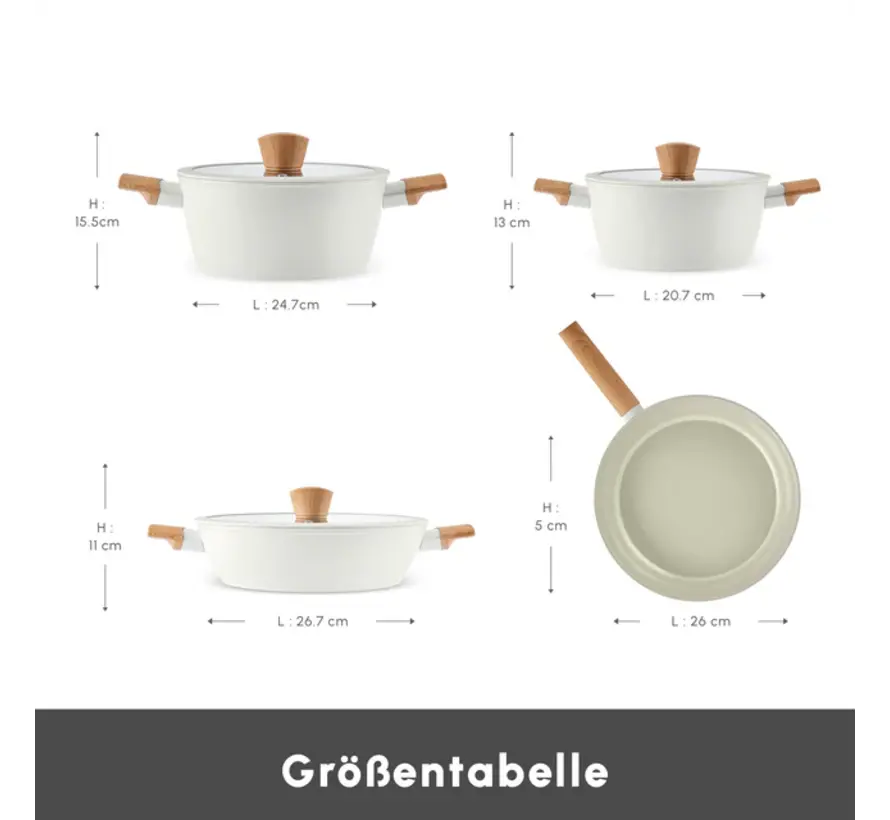 Karaca Swiss Crystal Almond Cream Induktionsfähiges 7-teiliges Töpfe-Set