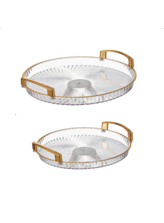 SET DE PLATEAUX EN PLASTIQUE / OR 2 PIÈCES